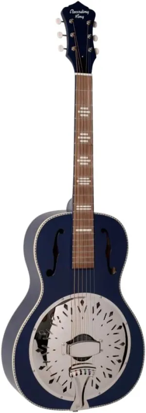 Recording King 6 String Resonator Guitar, Right, Wabash Blue (RPH-R2-MBL)