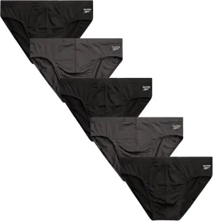 Reebok Men's Briefs - 5 Pack Quick Dry Low Rise Performance Underwear Briefs - Soft Stretch Athletic Men's Bikini Briefs S-XL
