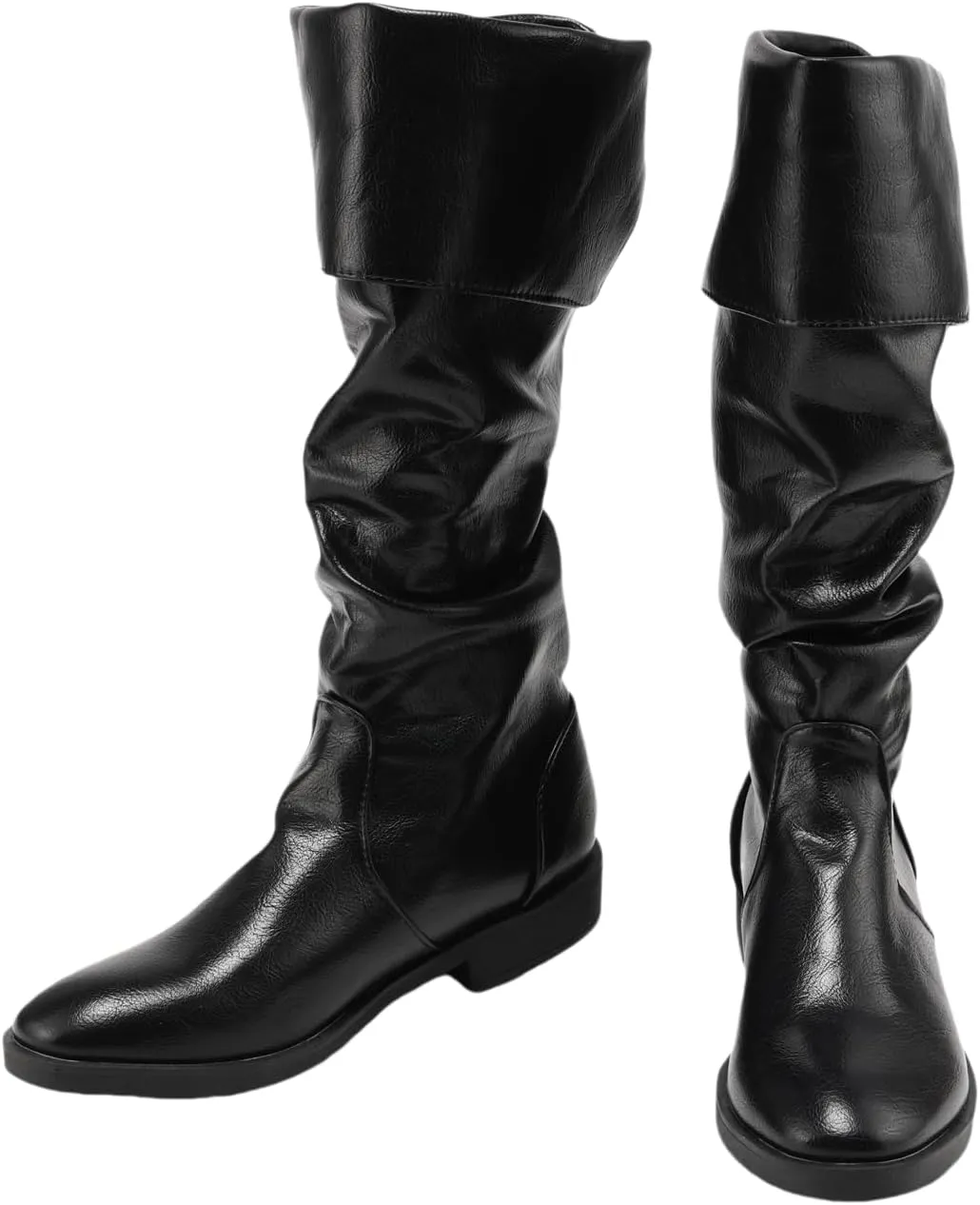 Renaissance Medieval Pirate Boots Mens Western Knight Boots Flat Jazz Pull On Mid Calf Gothic Cosplay Shoes