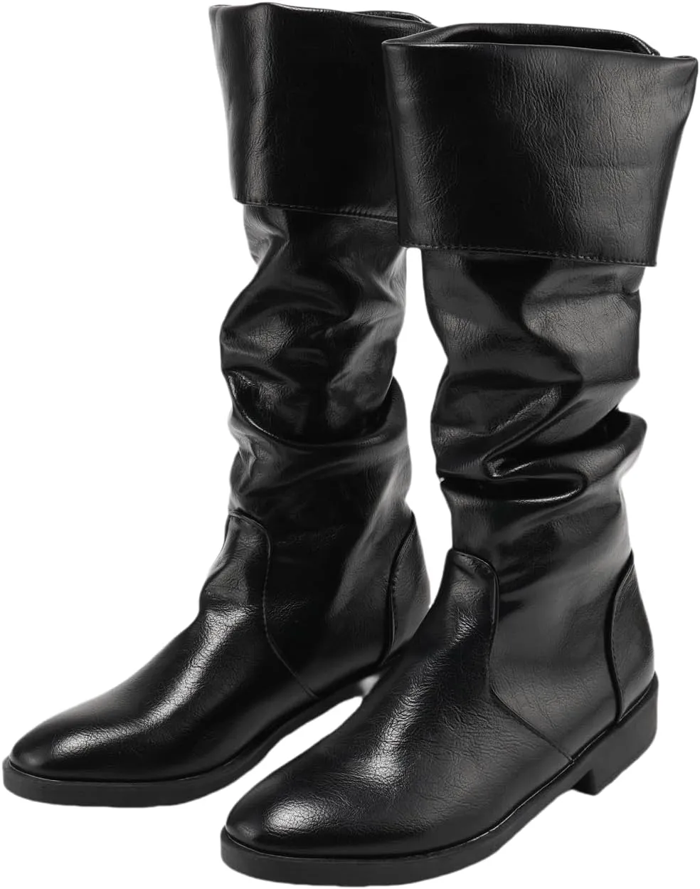 Renaissance Medieval Pirate Boots Mens Western Knight Boots Flat Jazz Pull On Mid Calf Gothic Cosplay Shoes
