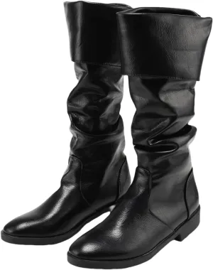 Renaissance Medieval Pirate Boots Mens Western Knight Boots Flat Jazz Pull On Mid Calf Gothic Cosplay Shoes