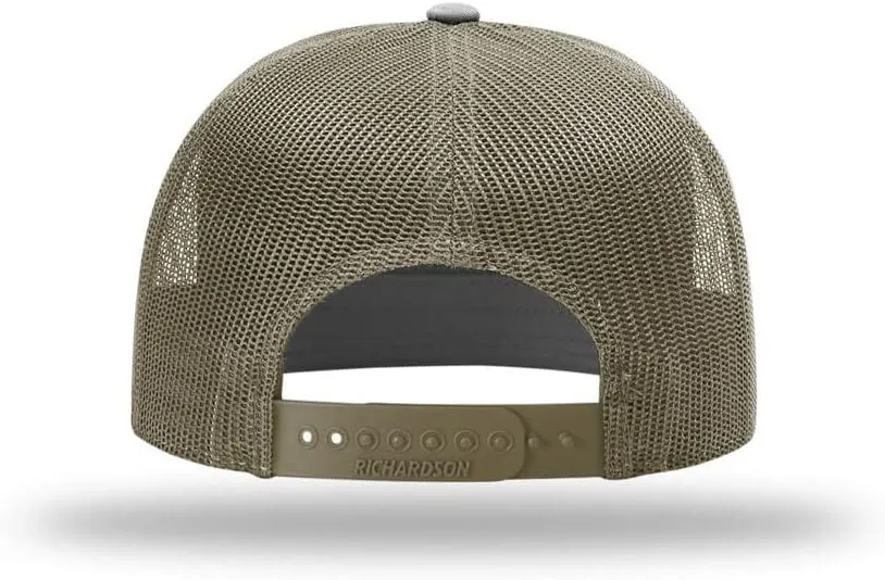 Richardson 168 Hi-Pro 7 Panel Flat Bill Adjustable Snapback Trucker Mesh Back Cap | OSFM | Bulk Pack Available