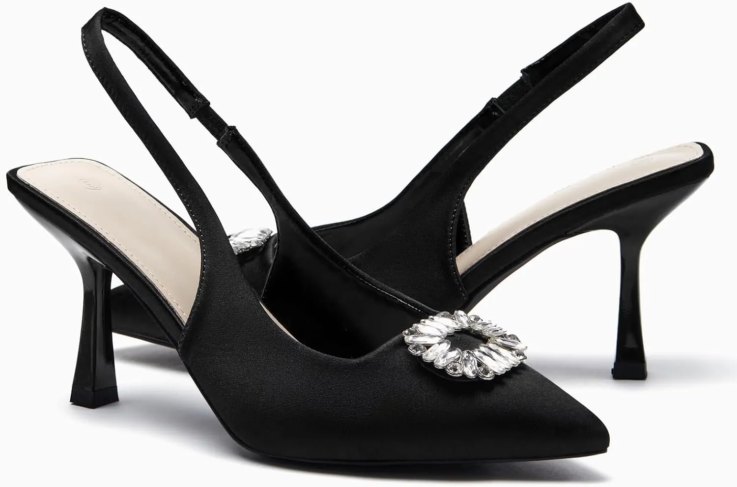 Rilista Women's Slingback Heels Rhinestone Closed Pointed Toe Wedding Party Dress Pumps Shoes