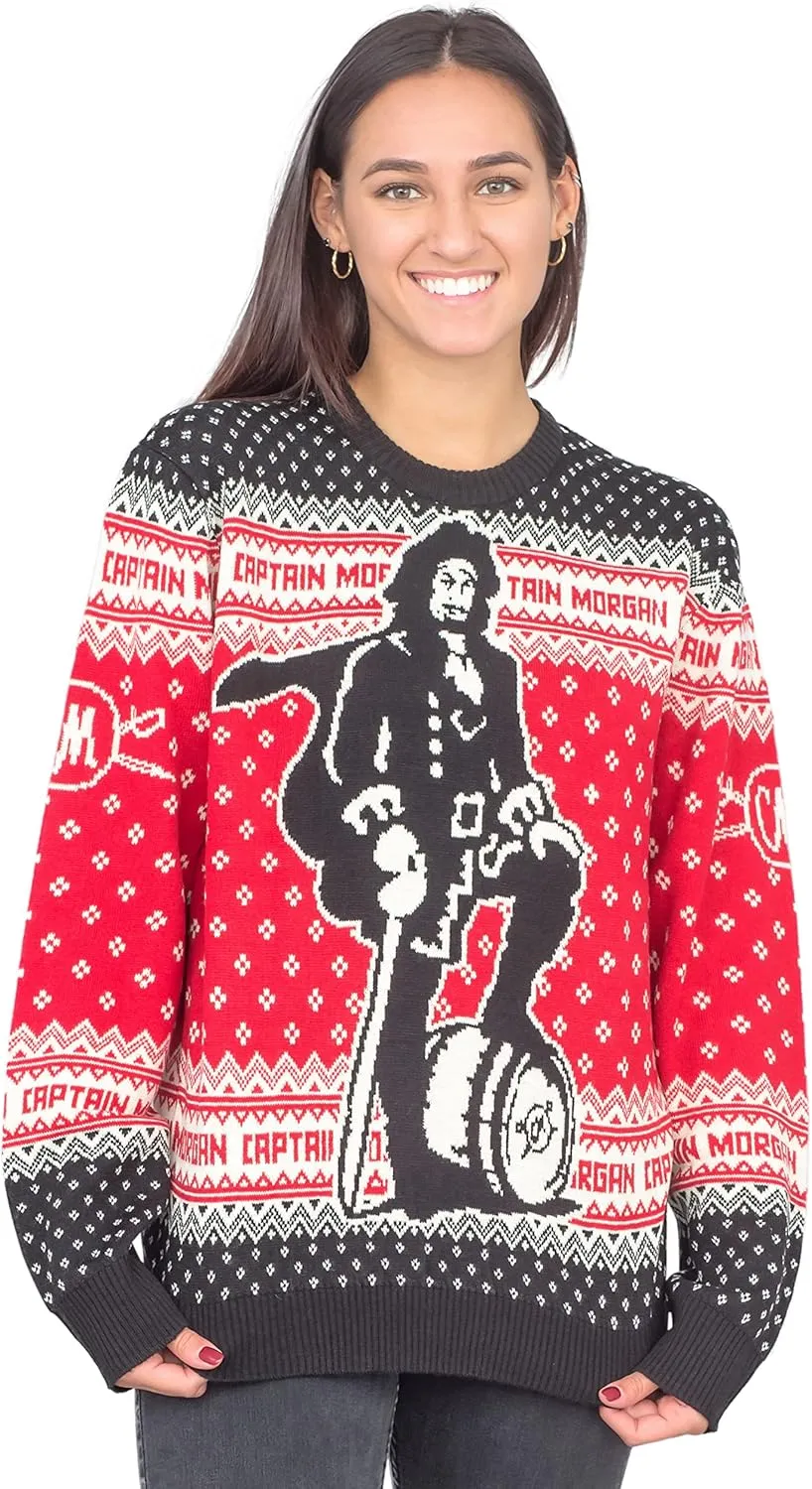 Ripple Junction Adult Unisex Captain Morgan Alcohol Standing Captain Ugly Christmas Sweater