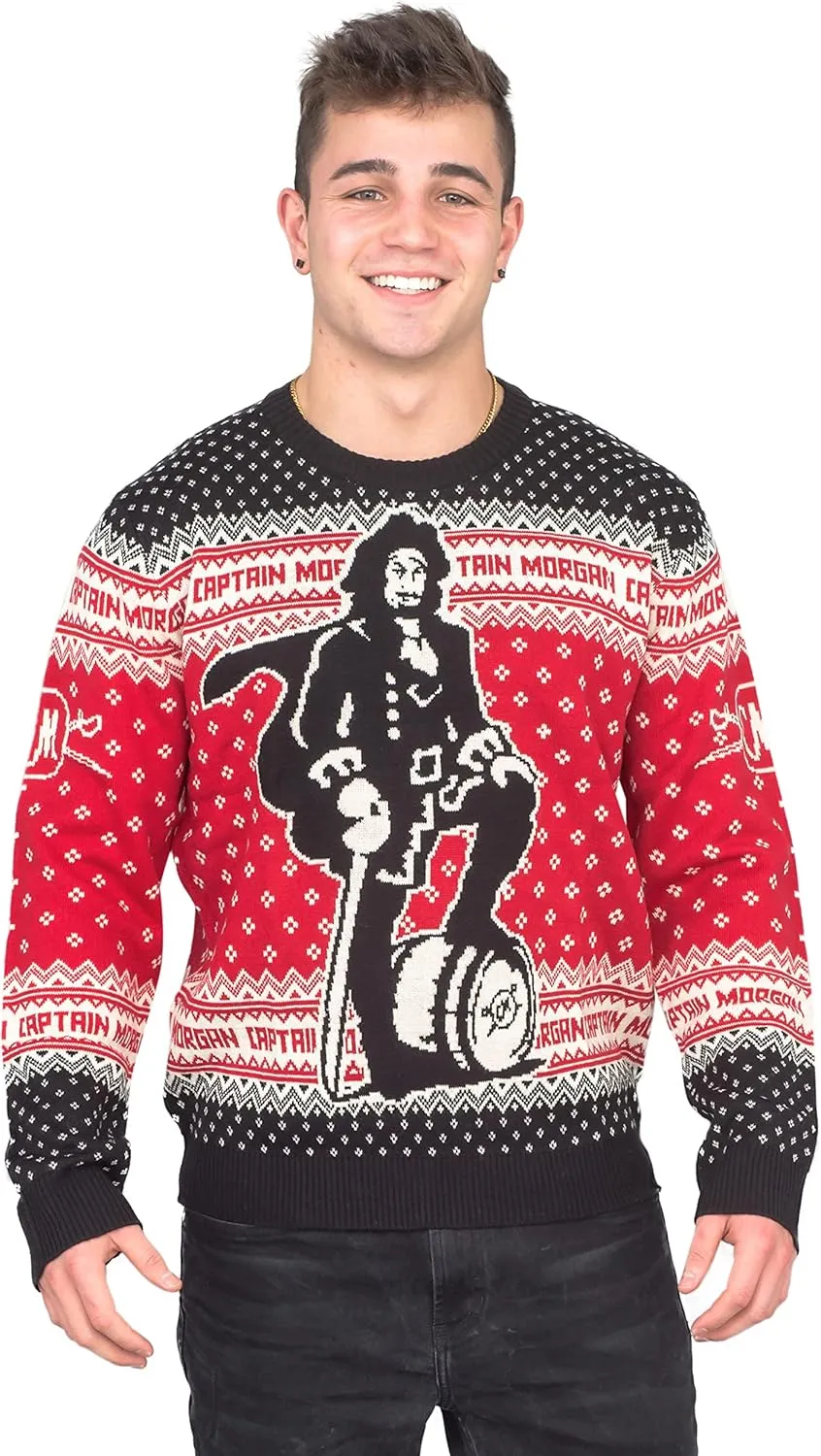 Ripple Junction Adult Unisex Captain Morgan Alcohol Standing Captain Ugly Christmas Sweater