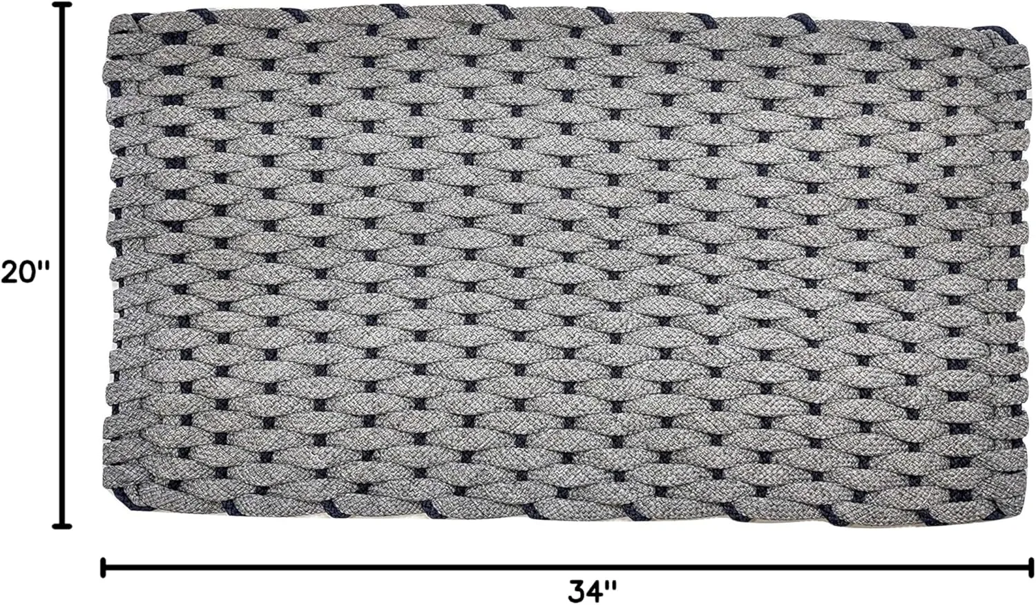 Rockport Rope Doormats 2034306P Premium Indoor & Outdoor Doormats, 20"x 34", Gray with Navy Blue Insert