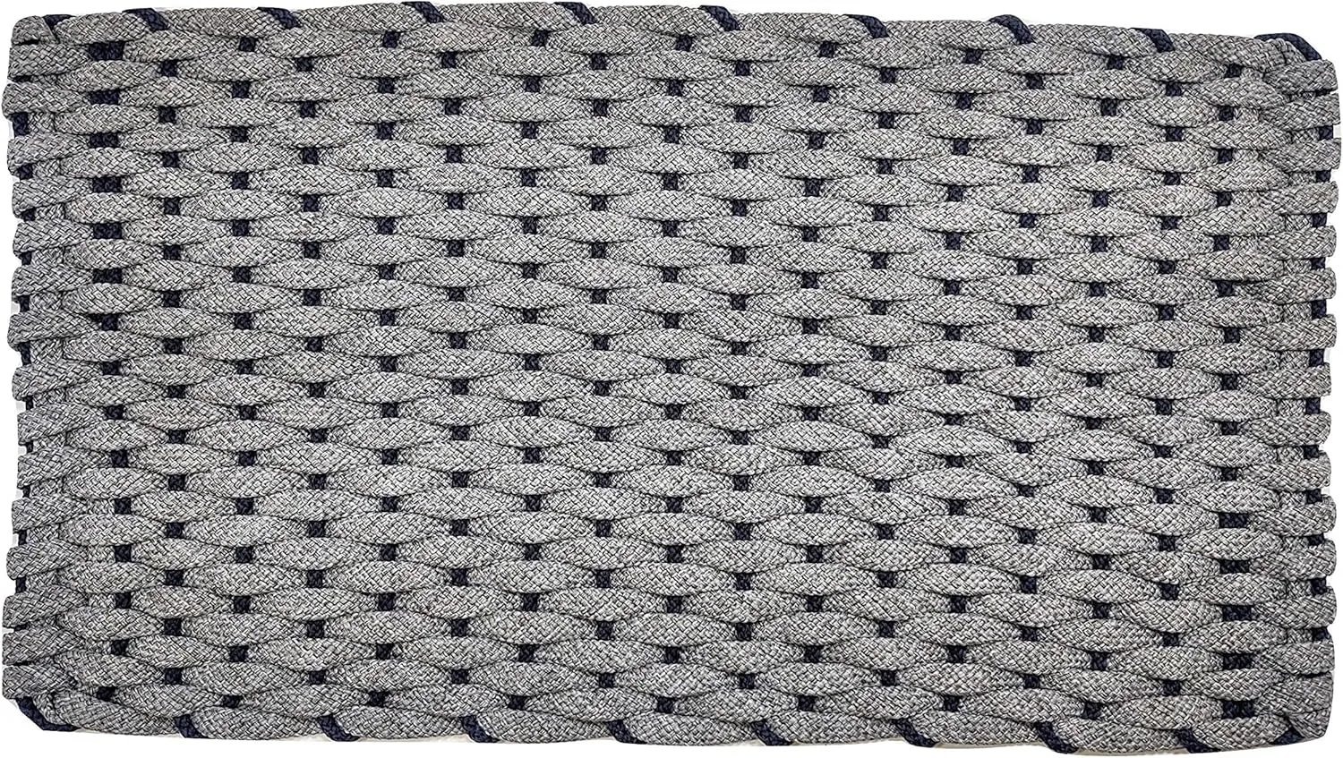 Rockport Rope Doormats 2034306P Premium Indoor & Outdoor Doormats, 20"x 34", Gray with Navy Blue Insert