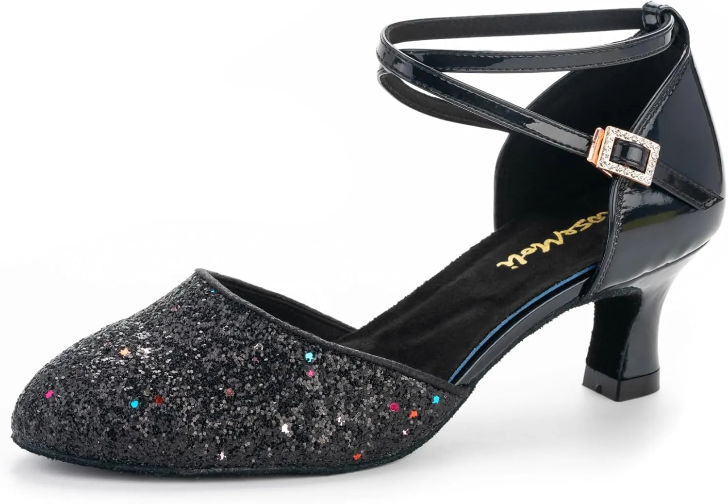 RoseMoli 1920s Shoes for Women Salsa Ballroom Dance Shoes for Woman Low Heels Dancing Pumps for Latin Tango Flapper Character Party Glitter Shoe