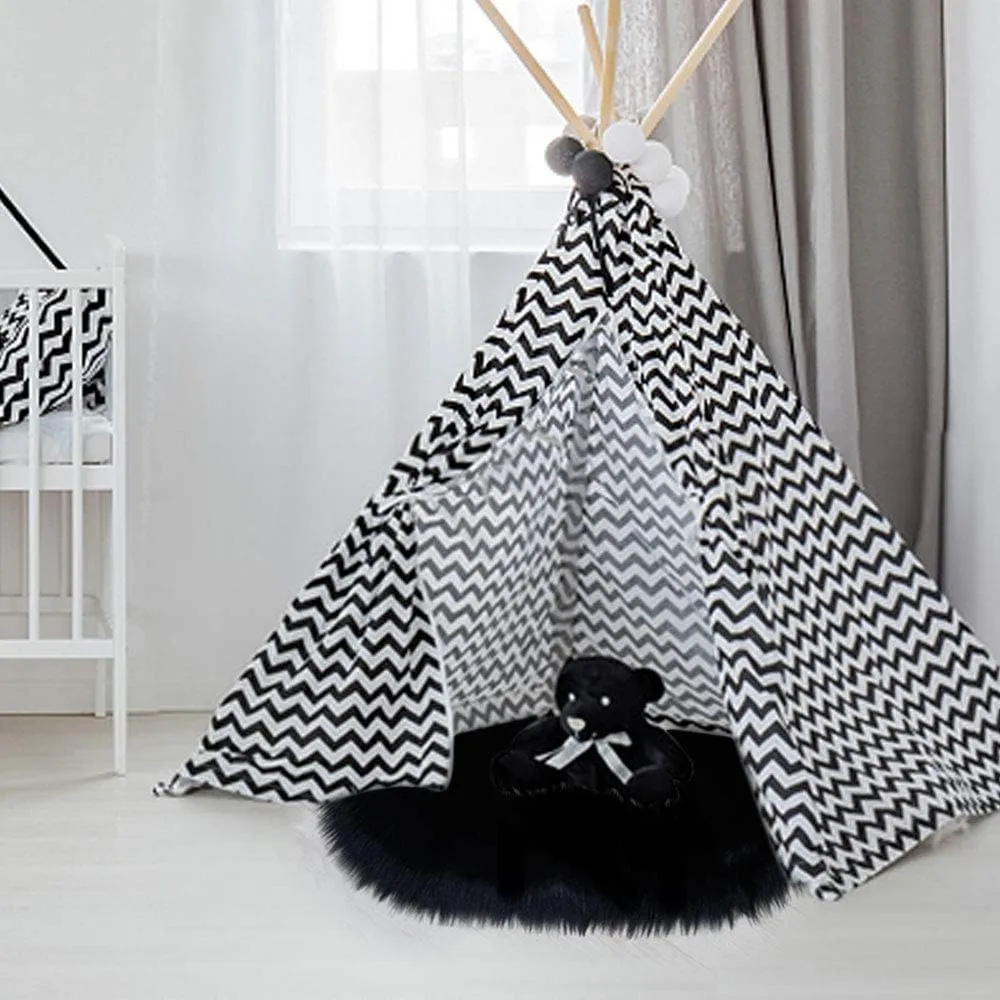 RosieLily Ultra Soft 1.3 x 2 Feet Faux Fur Area Rug, Fluffy Shaggy Sheepskin Fur, Black Fuzzy Machine Washable Shag, Nursery Decor Throw for Bedroom, Kids Room, Living Room