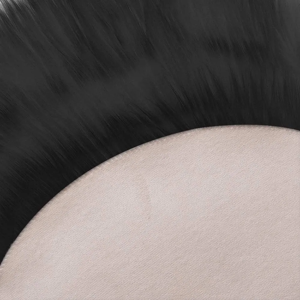 RosieLily Ultra Soft 1.3 x 2 Feet Faux Fur Area Rug, Fluffy Shaggy Sheepskin Fur, Black Fuzzy Machine Washable Shag, Nursery Decor Throw for Bedroom, Kids Room, Living Room
