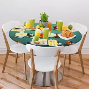 Round Tablecloth Shoe Pattern Elasticized Edges Water and Stain Resistant Suitable for Indoor and Outdoor Use Fits 45-56 Inch Diameter Round Tables Deep Green