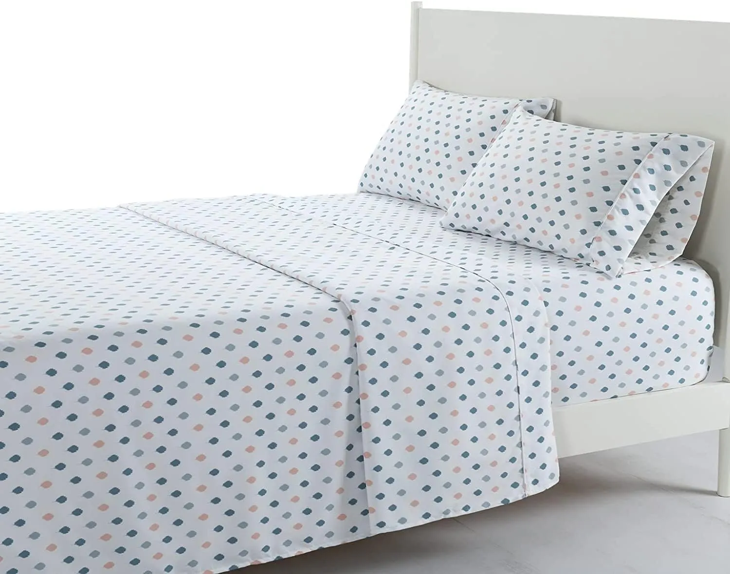 Royal Tradition 110gsm Microfiber Sheets for Adjustable Beds (Top Split King Size, Flurry Print) 4pc Soft and Wrinkle Resistant Sheets Set with 15" Deep Pockets