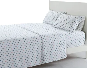 Royal Tradition 110gsm Microfiber Sheets for Adjustable Beds (Top Split King Size, Flurry Print) 4pc Soft and Wrinkle Resistant Sheets Set with 15" Deep Pockets