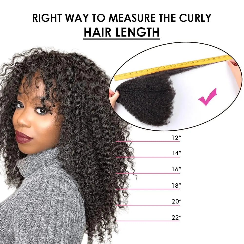 Sassina Afro Coily Clip in Human Hair Extensions Virgin Double Weft Remy Human Hair Extensions 7 Pieces with 17 Clips 120 Grams ins 20 Inch 4B 4C #1 Jet Black