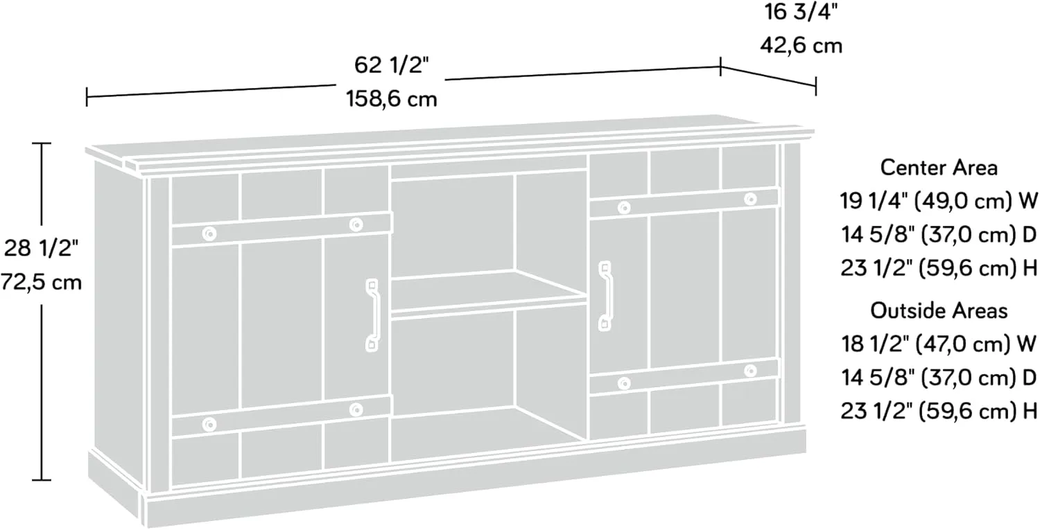 Sauder Entertainment Credenza, Pebble Pine Finish