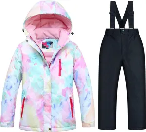 SEARIPE Girls Ski Jacket and Pant Set Winter Warm Snowsuits Kids Toddler Waterproof Outdoor Ski Suit