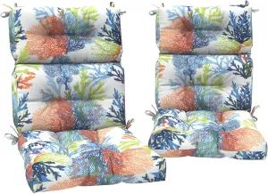 Set of 2 Outdoor High Back Chair Cushions 44"x 22",Water Repellent Rocking Seat Cushions Replacement, Seat/Back Chair Cushions for Patio,Porch,Balcony and Indoor - Coral Multi