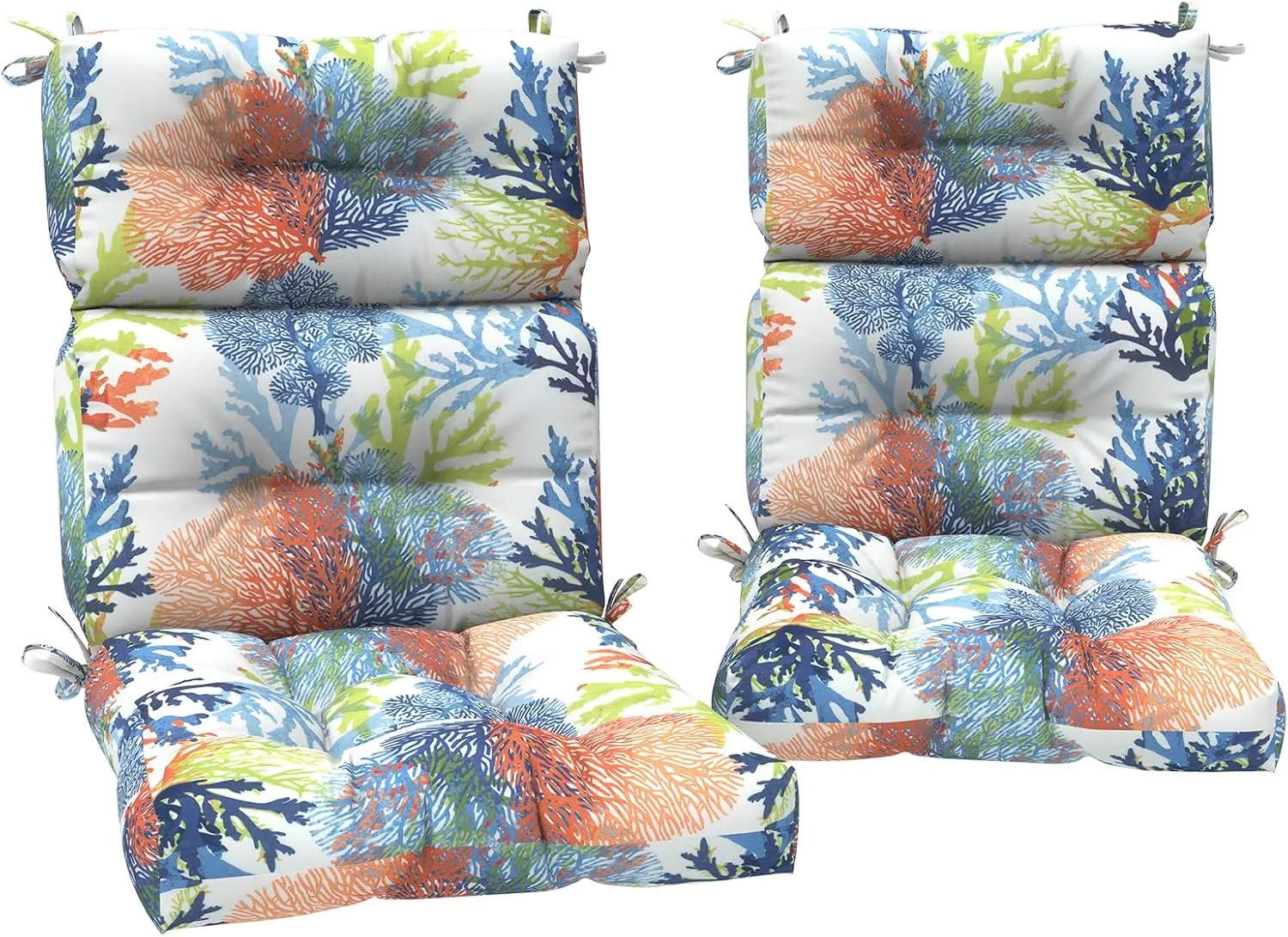 Set of 2 Outdoor High Back Chair Cushions 44"x 22",Water Repellent Rocking Seat Cushions Replacement, Seat/Back Chair Cushions for Patio,Porch,Balcony and Indoor - Coral Multi