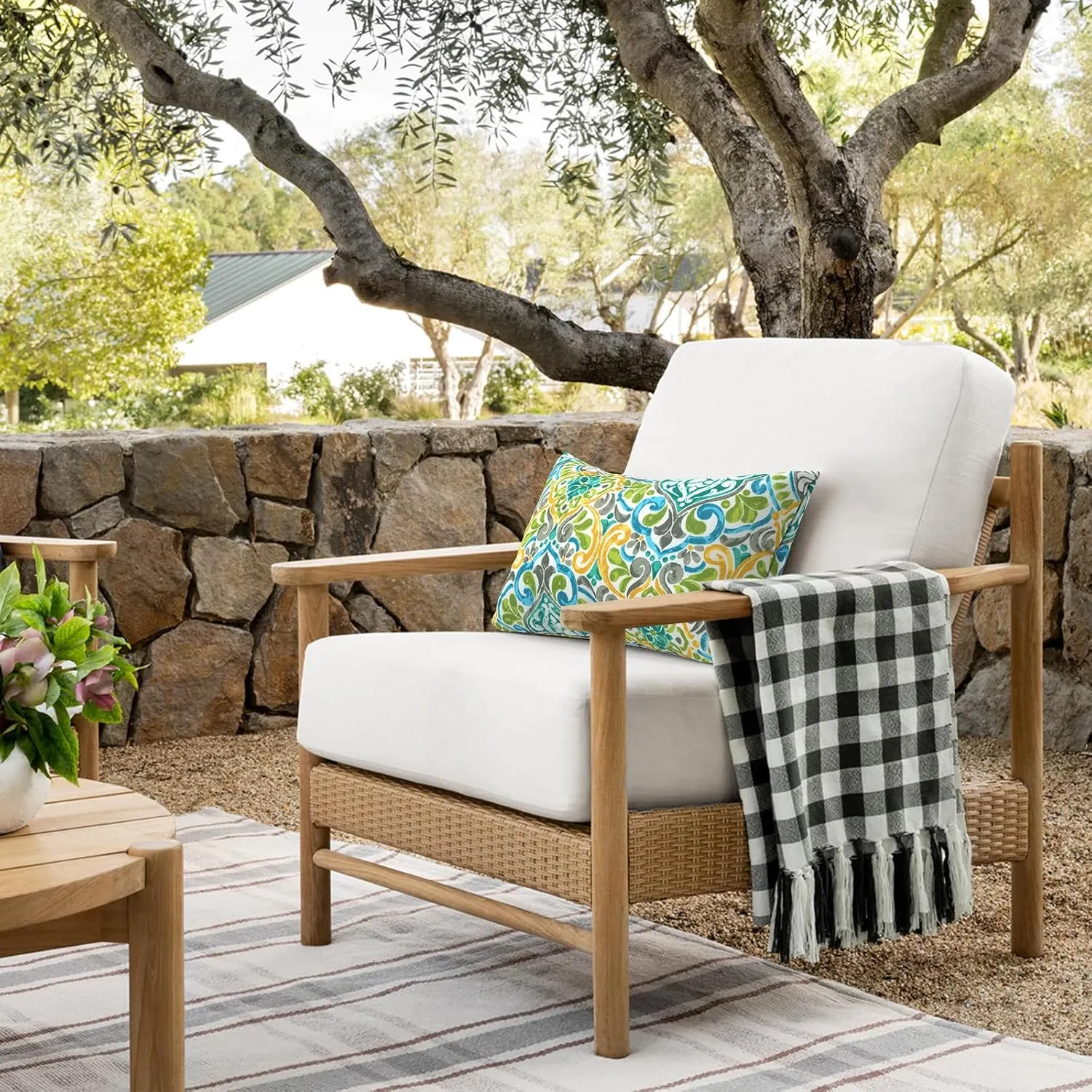 Set of 2 Outdoor Lumbar Pillows 12 x 20 Inch, Rectangle Patio Lumbar Pillows with Inner, Decorative Throw Pillows for Balcony, Porch, Couch and Patio Furniture Use - Damask Green