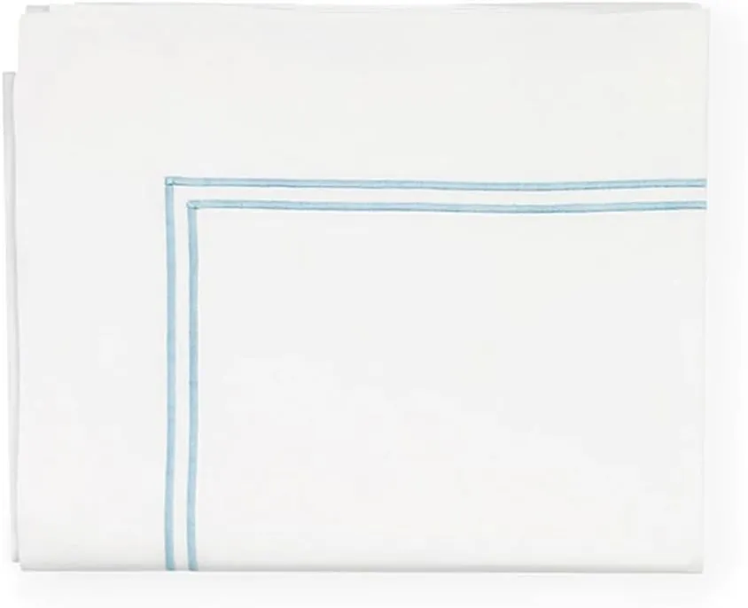 Sferra Grande Hotel Collection King Flat Sheet 114x114 - White/Blue