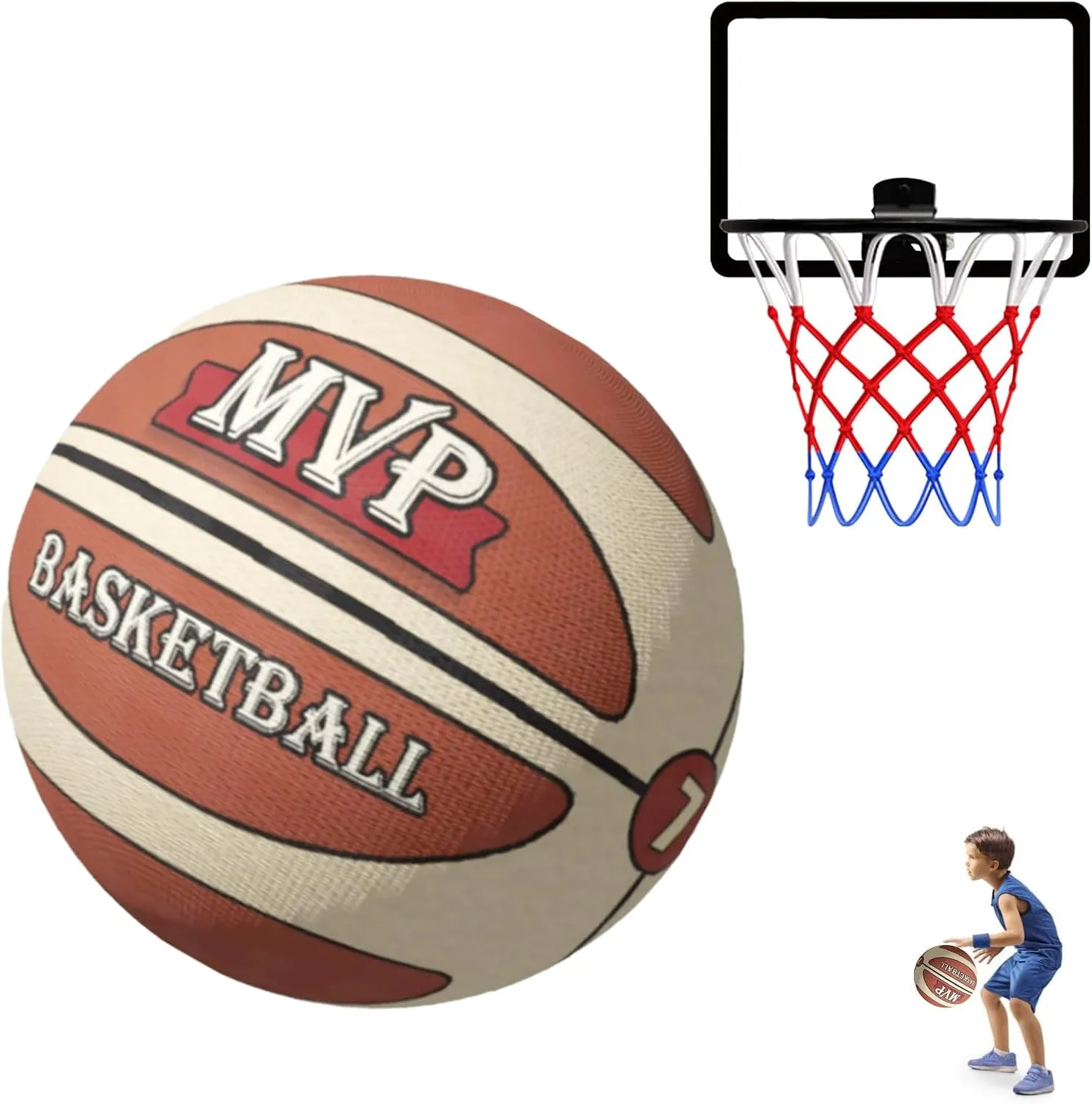 Silent Basketball with Indoor Basketball Hoop-Size 7, Soundless, New 3D Grooveed Airless Foam for Quiet Dribbling and Indoor Training