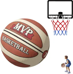 Silent Basketball with Indoor Basketball Hoop-Size 7, Soundless, New 3D Grooveed Airless Foam for Quiet Dribbling and Indoor Training