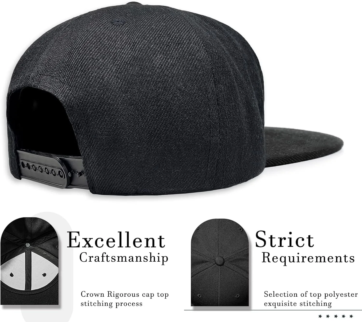 Skull Hat Snapback Hats for Men Boys Skeleton Cap Black Flat Bill Brim Trucker Snap Backpack Hat