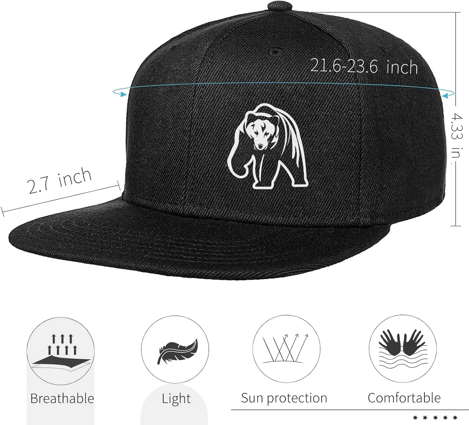 Skull Hat Snapback Hats for Men Boys Skeleton Cap Black Flat Bill Brim Trucker Snap Backpack Hat