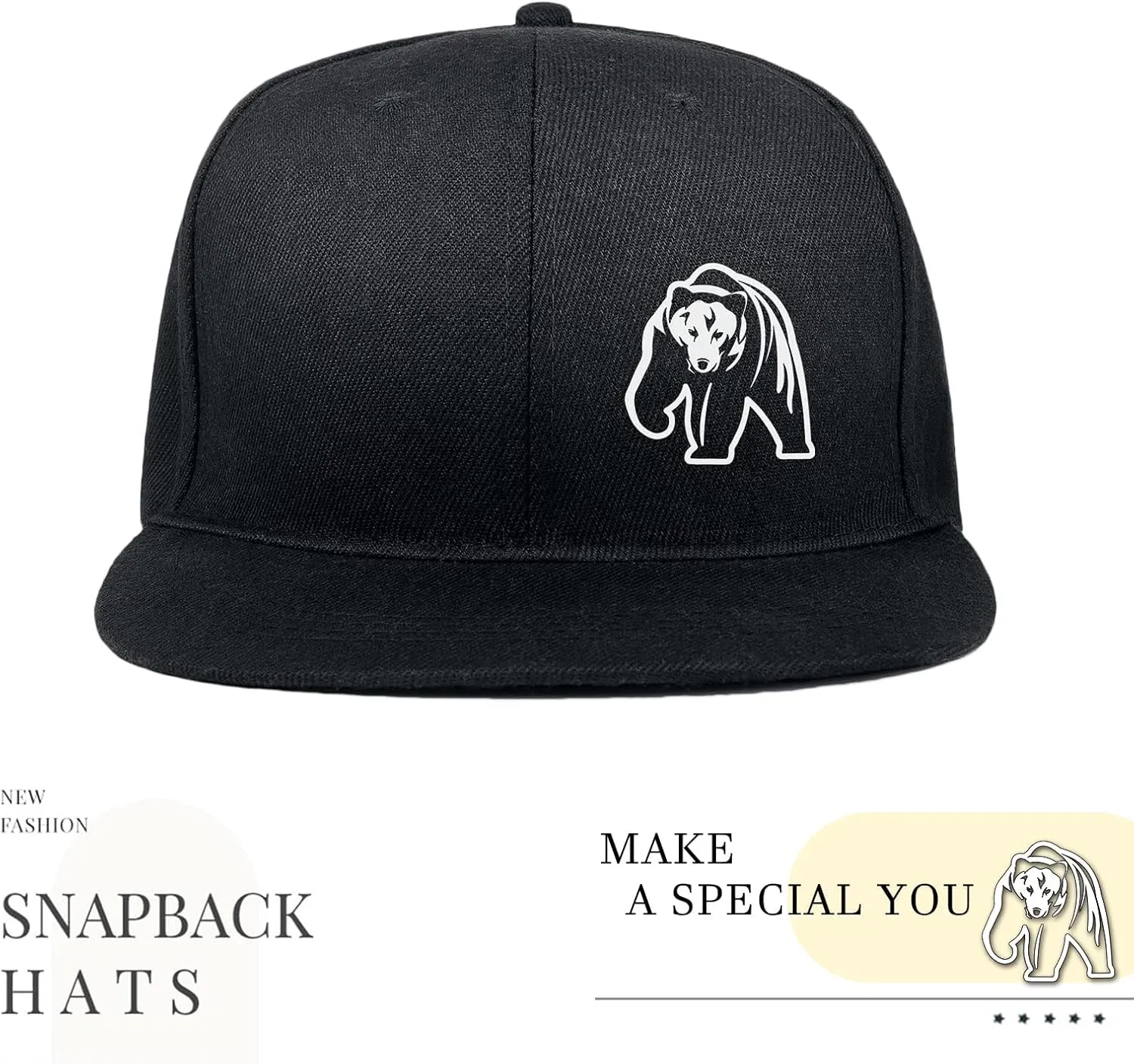 Skull Hat Snapback Hats for Men Boys Skeleton Cap Black Flat Bill Brim Trucker Snap Backpack Hat