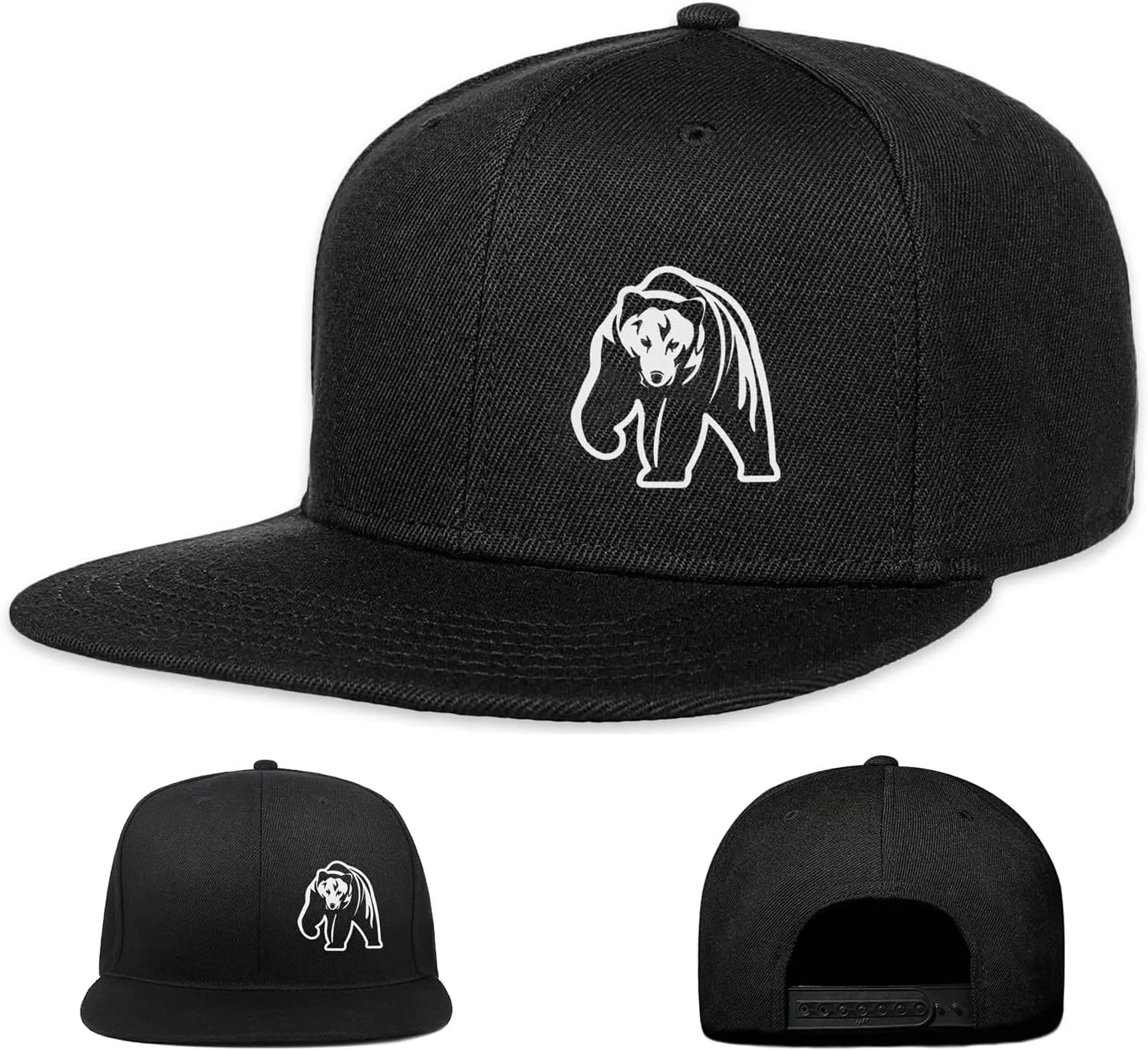Skull Hat Snapback Hats for Men Boys Skeleton Cap Black Flat Bill Brim Trucker Snap Backpack Hat
