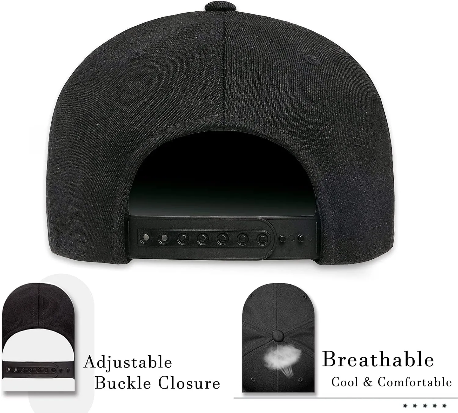Skull Hat Snapback Hats for Men Boys Skeleton Cap Black Flat Bill Brim Trucker Snap Backpack Hat