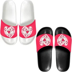 Slide Sandals Slippers for Women and Men, Cozy PU Uppers EVA Sole Non Slip Quick Drying Shower Shoes Bathroom Office