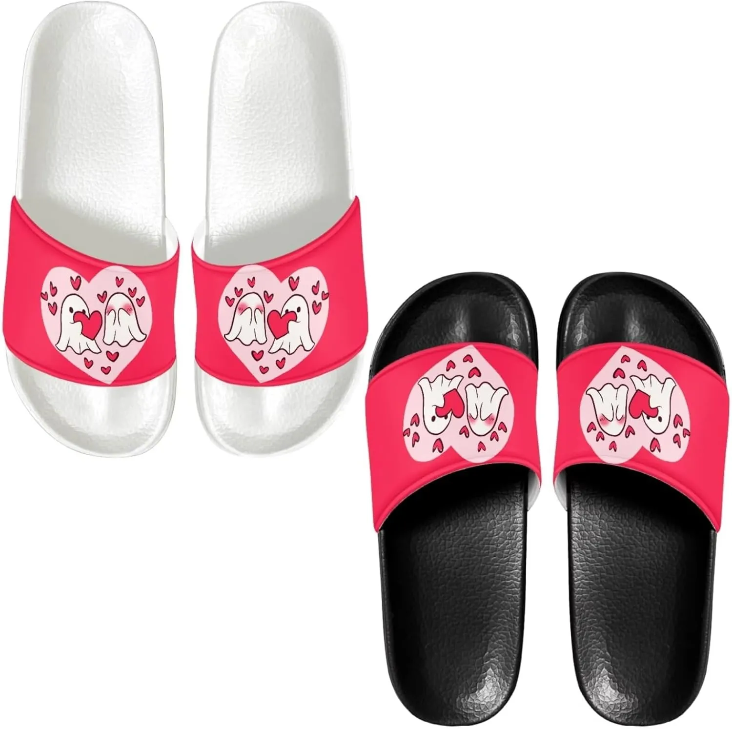 Slide Sandals Slippers for Women and Men, Cozy PU Uppers EVA Sole Non Slip Quick Drying Shower Shoes Bathroom Office