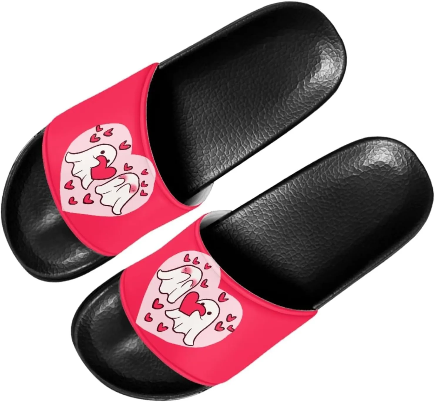 Slide Sandals Slippers for Women and Men, Cozy PU Uppers EVA Sole Non Slip Quick Drying Shower Shoes Bathroom Office