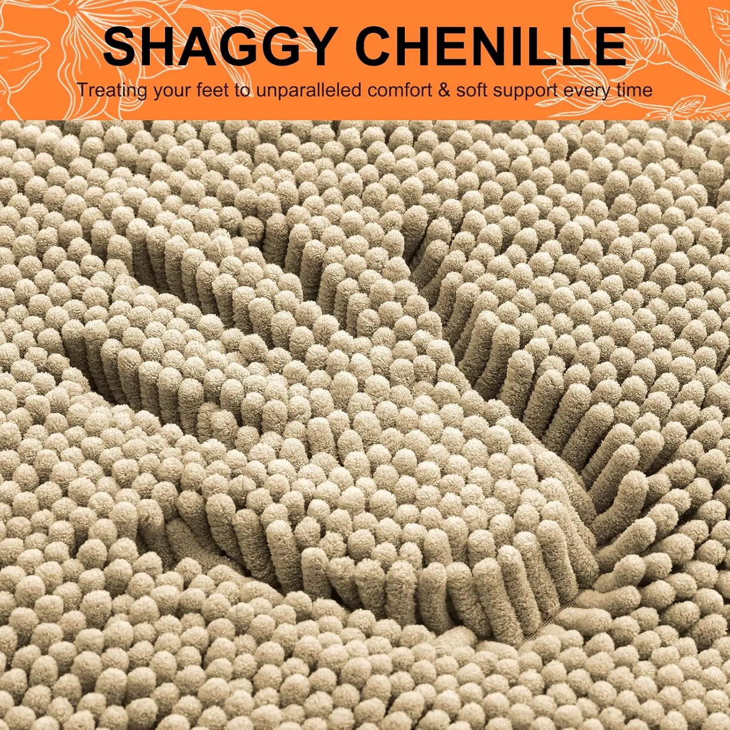 Smiry Bathroom Rugs Sets 2 Piece, Soft Absorbent Chenille Machine Washable Non Slip Shaggy Bath Rug Set for Tub, Shower, and Floor (30x20 24x16, Beige)