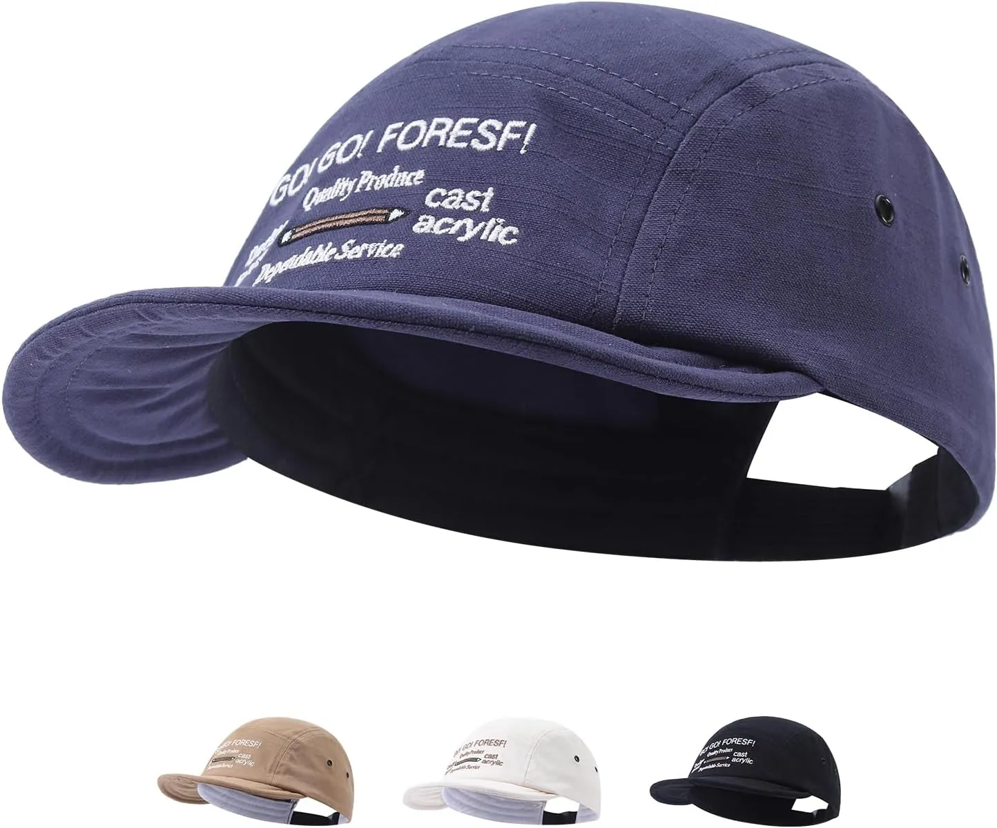 Snapback 5 Panel Baseball Cap Soft Short Brim Hats for Men Cotton Trucker Hat Low Profile Dad Hats Short Cadet Caps