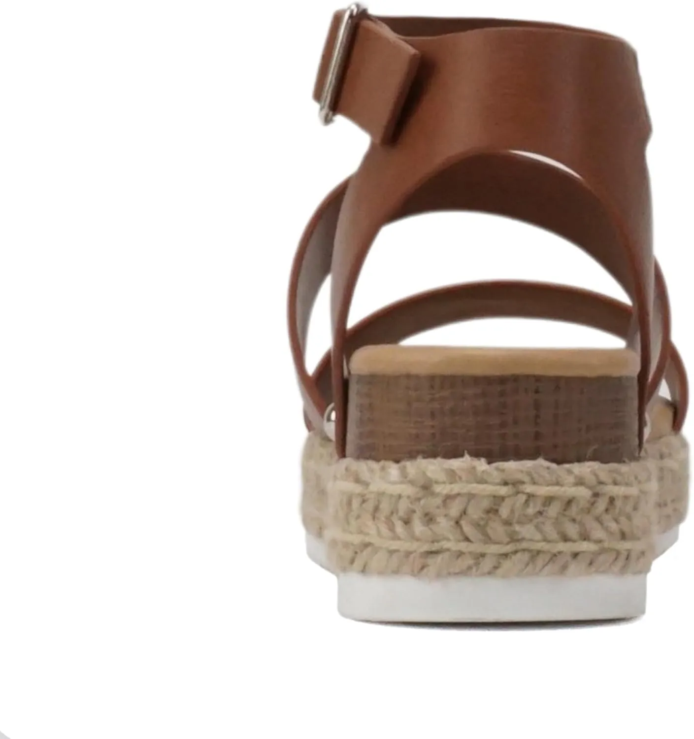 Soda BRYCE-2 Kids/Children/Girls Open Toe Two Bands Espadrille Jute Platform Wedge Casual Fashion Flatform Sandals with Buckle Ankle Strap