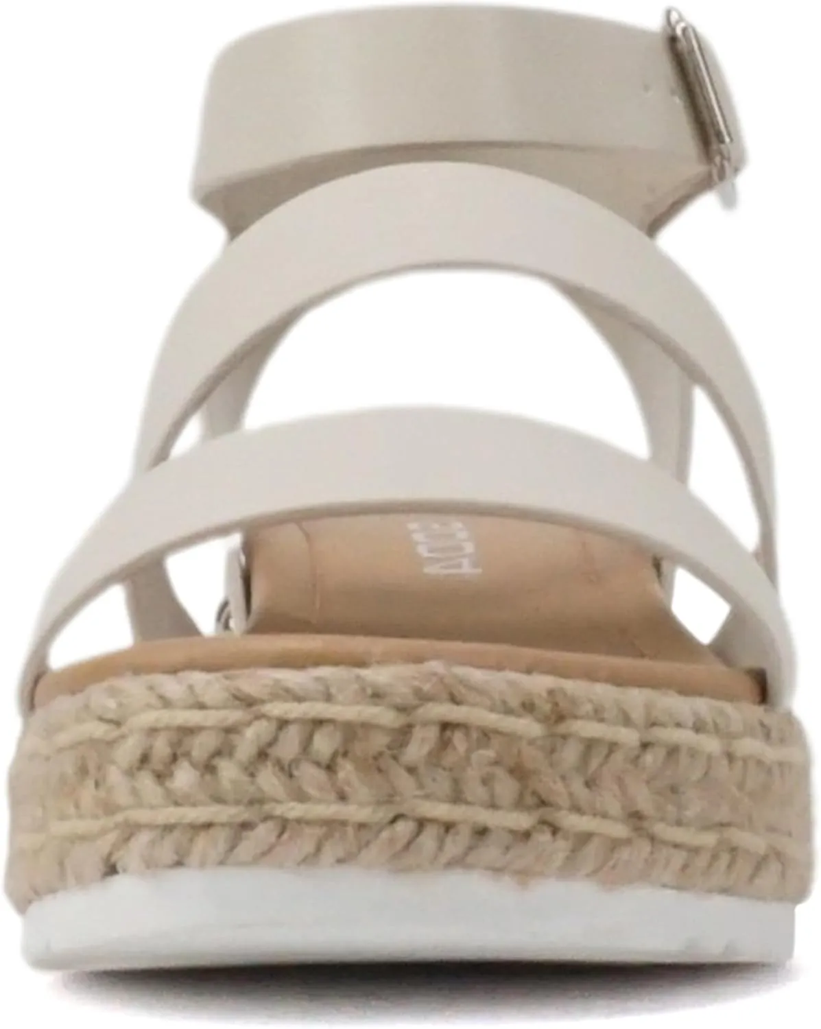 Soda BRYCE-2 Kids/Children/Girls Open Toe Two Bands Espadrille Jute Platform Wedge Casual Fashion Flatform Sandals with Buckle Ankle Strap