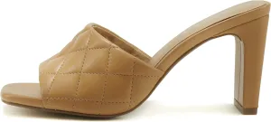 Soda JITTER ~ Women Slip On Flat Heel Squared Toe Diamond Quilted Fashion Sandal