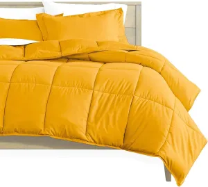 Soft Bed in Bag 1000 Series Egyptian Cotton 5 Piece 500 GSM Warm Comforter Set (Comforter   Flat Sheet   Fitted Sheet 20" Deep   2 Pillow Cases) Bedding Set Emperor King Gold