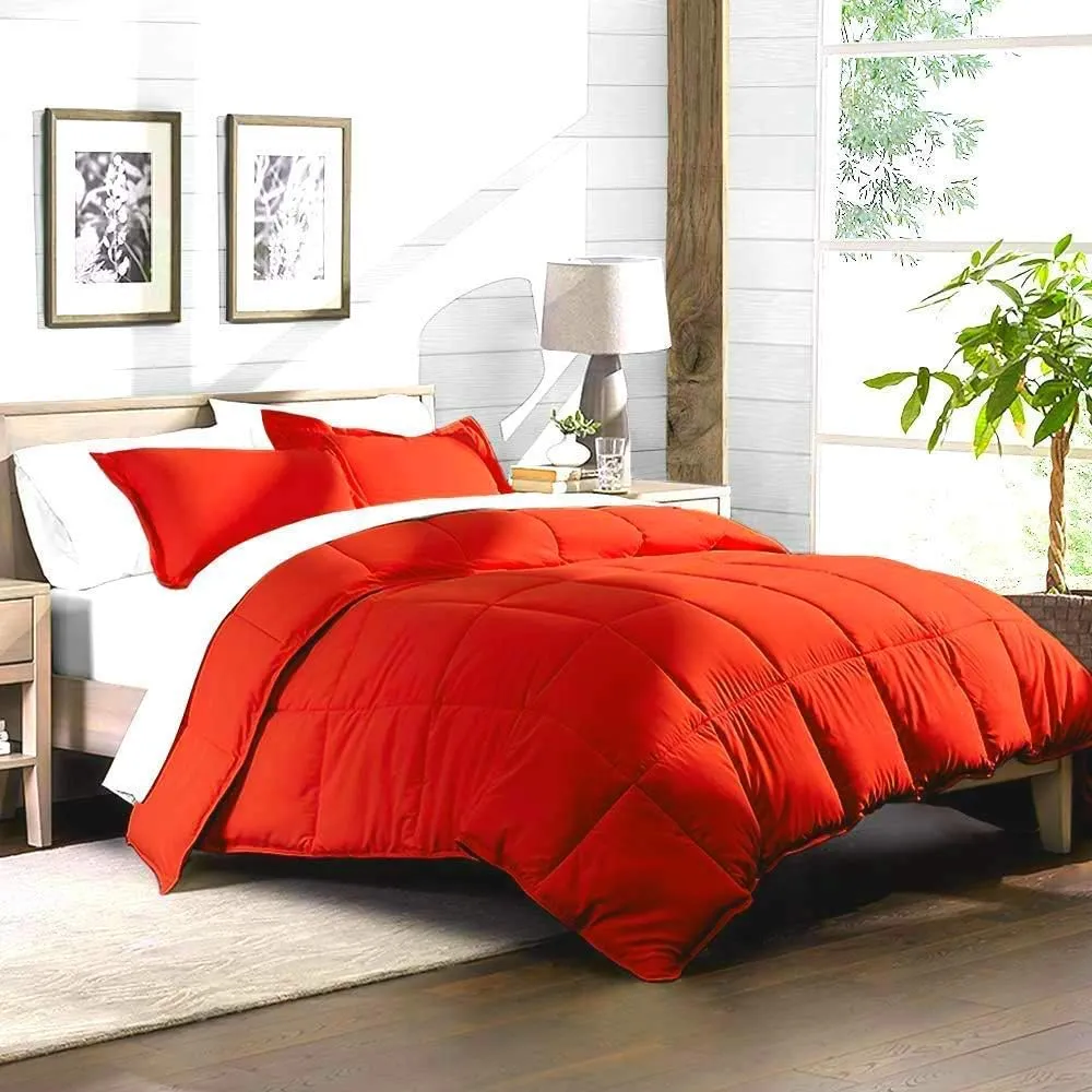 Soft Bed in Bag 1200 Series Egyptian Cotton 7 Piece 500 GSM Warm Comforter Set ( Comforter   Flat Sheet   Fitted Sheet 19" Deep   4 Pillow Cases ) Bedding Set Emperor King Red