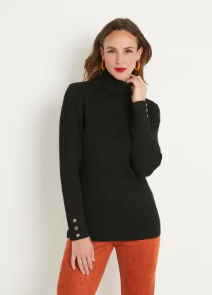 Soft ribbed short turtleneck flat ribbed sweater