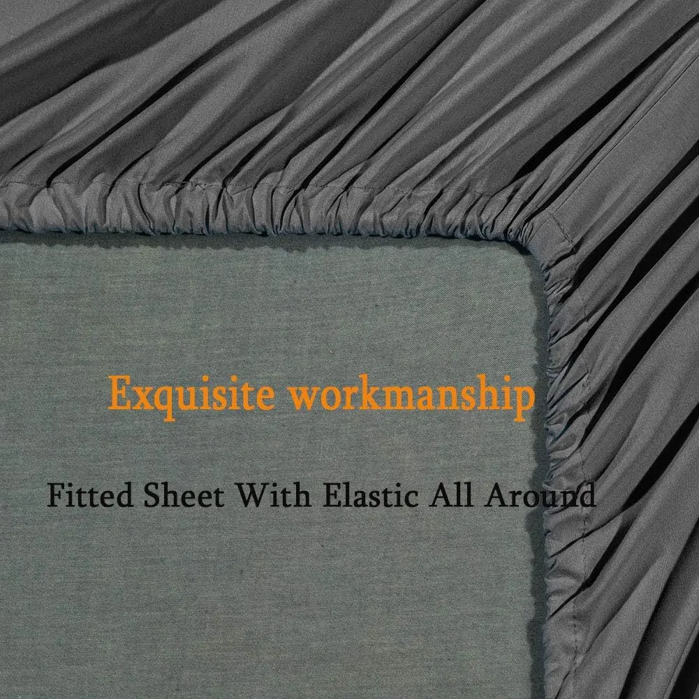 SONORO KATE Bed Sheet Set Super Soft Microfiber 1800 Thread Count Luxury Egyptian Sheets Fit 18-24 Inch Deep Pocket Mattress Wrinkle-6 Piece (Dark Grey, Queen)