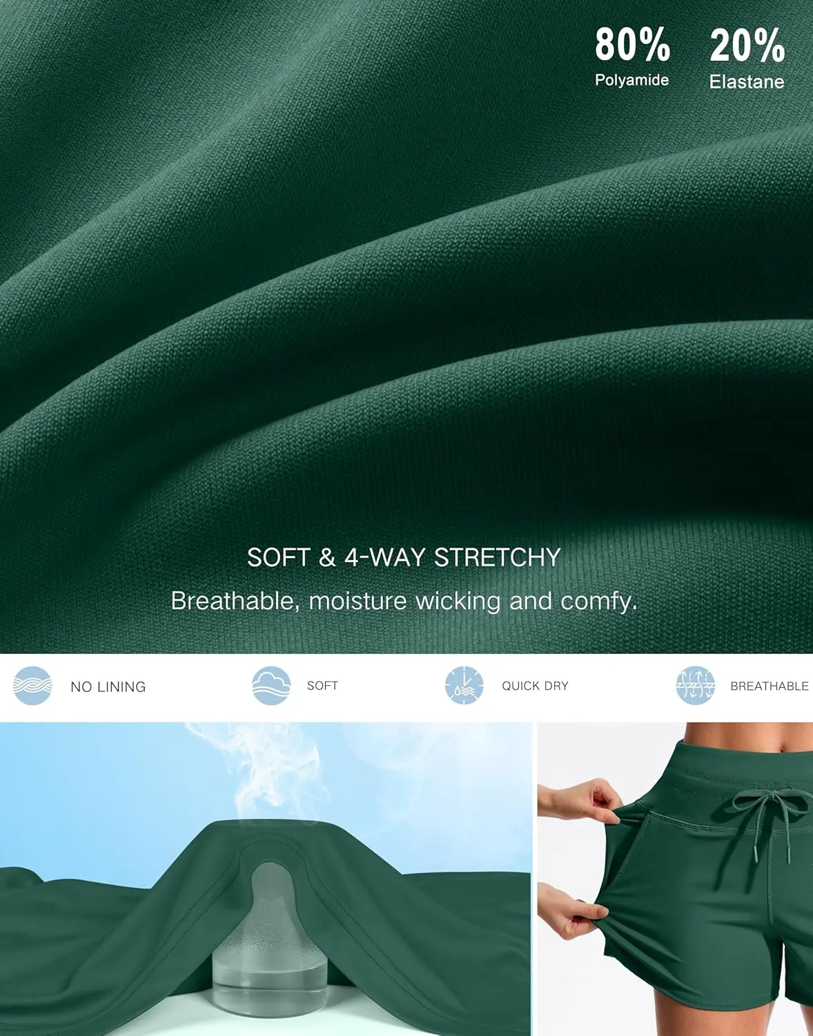 Soothfeel Women's Athletic Running Shorts with Pockets 3.5" Quick Dry High Waisted Workout Active Gym Shorts for Women