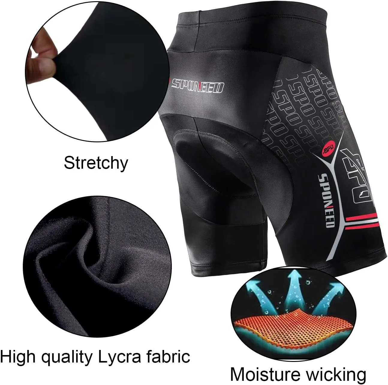 sponeed Men Bike Shorts Cushioned Biking Wear Gear Road Cycling Bottoms