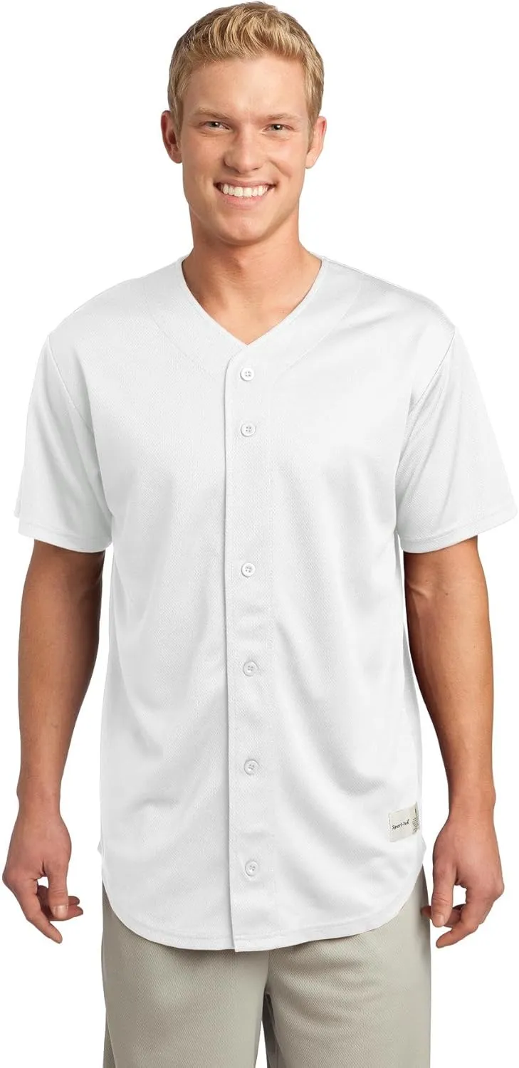 Sport-Tek PosiCharge Tough Mesh Full-Button Jersey. ST220 White