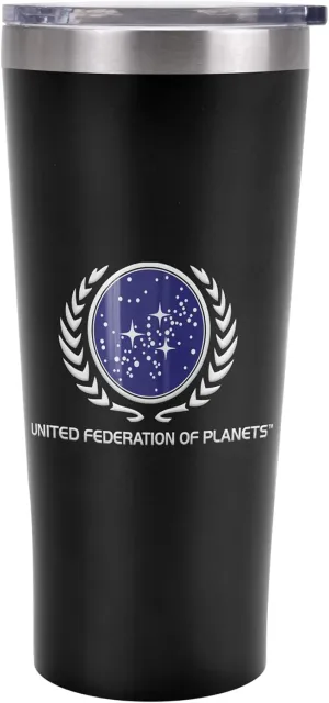 Star Trek OFFICIAL Federation of Planets 20 oz Travel Tumbler, Stainless Steel, Vacuum Insulated with Leak Resistant Slide-Lock Lid