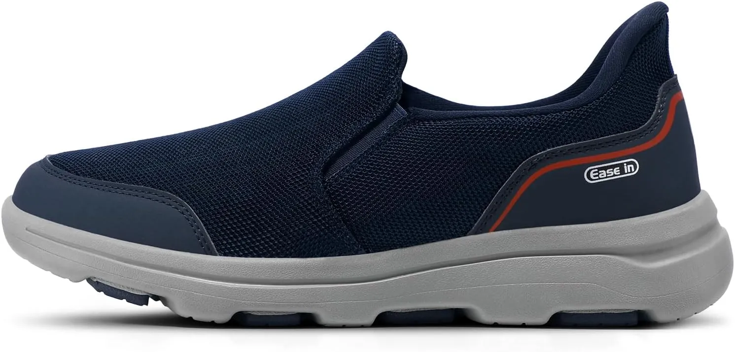 STQ Mens Orthopedic Shoes for Plantar Fasciitis, Comfortable Slip on Walking Shoes for Foot and Heel Pain Relief