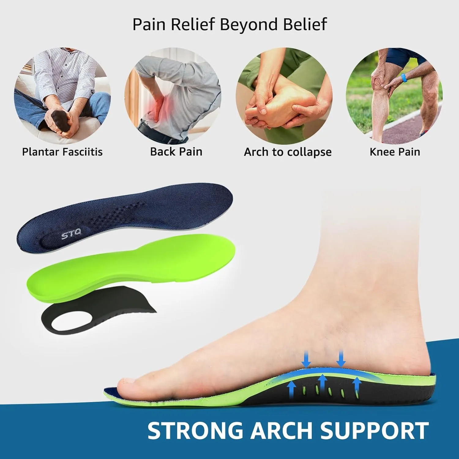 STQ Mens Orthopedic Shoes for Plantar Fasciitis, Comfortable Slip on Walking Shoes for Foot and Heel Pain Relief