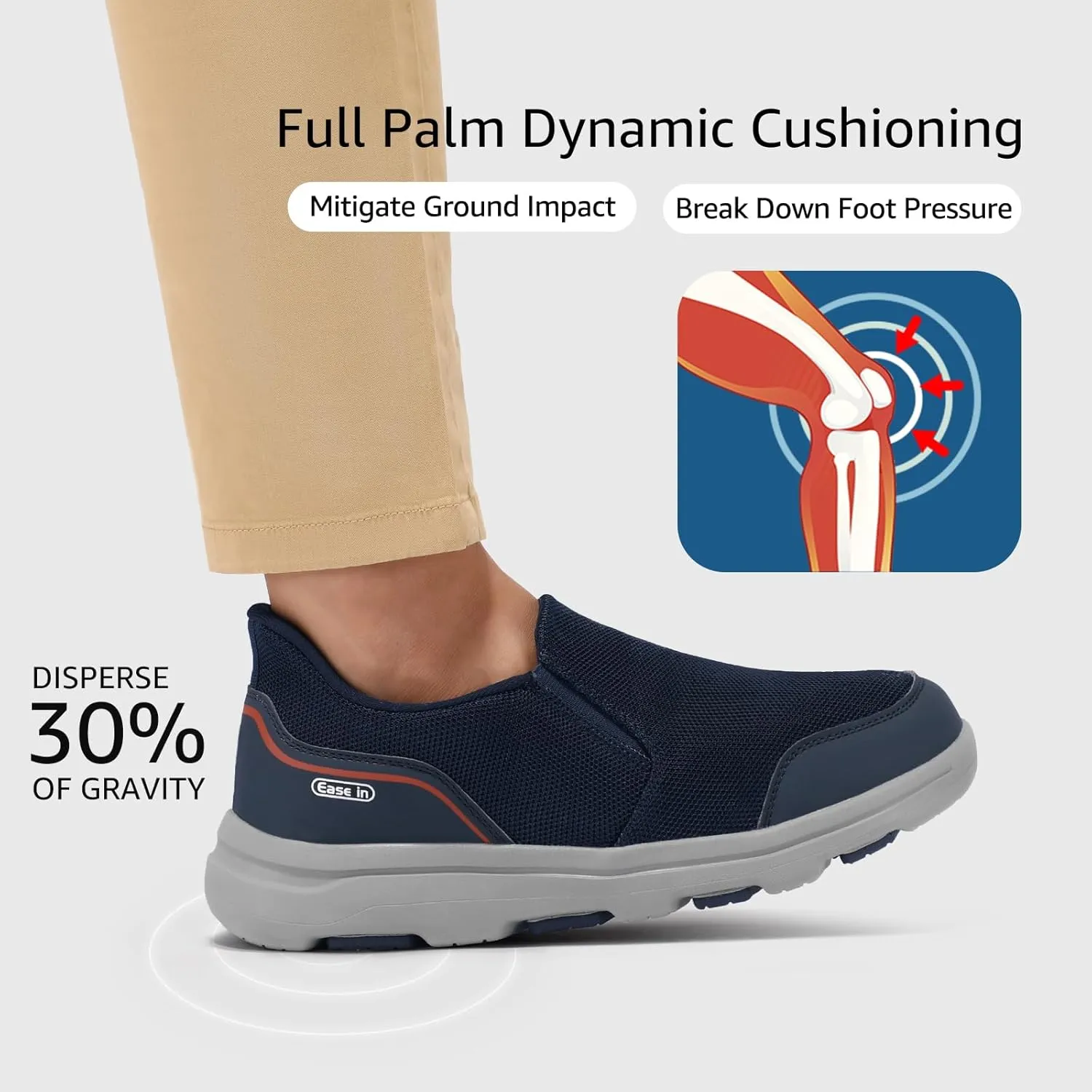 STQ Mens Orthopedic Shoes for Plantar Fasciitis, Comfortable Slip on Walking Shoes for Foot and Heel Pain Relief